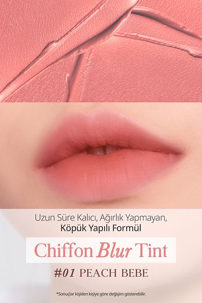 CLIO Clio Chiffon Blur Tint - Natural Look, Smooth and Velvety Texture (01 Peach Bebe)