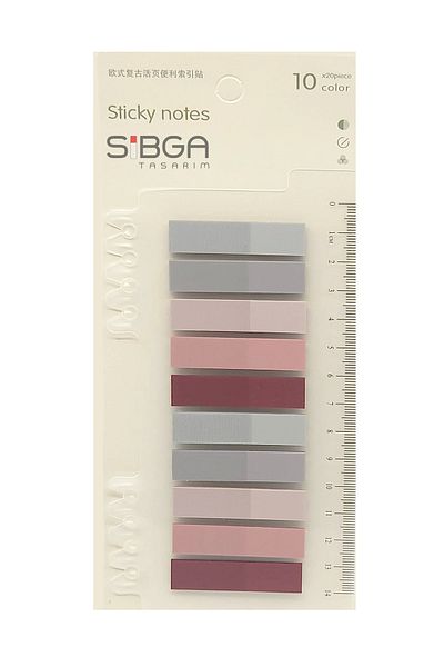 sibga tasarım Transparent Colored Post-It Note Paper - 200 Sheets Bookmark Sticker