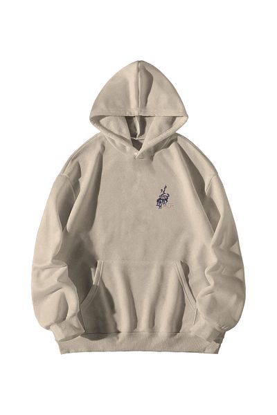 Scrovtie Unisex Cream Calvin Jones The GoodBadUgly Φούτερ με κουκούλα με κουκούλα καγκουρό με κουκούλα
