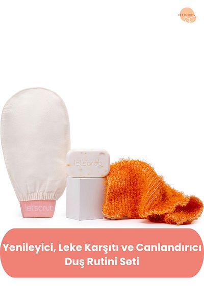 LET'SCRUB Renewing, Anti-Blemish, Revitalizing Shower Set Ecru Bath Washcloth Rose Soap Orange Bath Washcloth