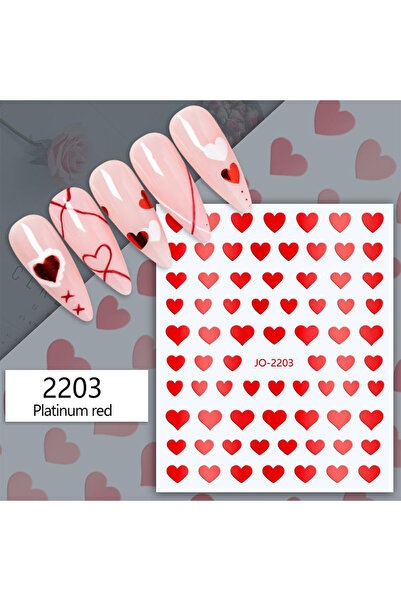 MOZIUR Tırnak Sticker Süs Jo-2203 Kalp (KENDİNDEN YAPIŞKANLI)