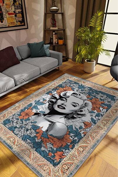 Homshtag Marilyn Monroe,modern Çiçek Desenli Art Deco Vintage Halı,çok Renkli...