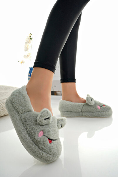 StWenn Women's Slippers Plush Slippers Home Flats House Slippers Frog Figured Slippers Mint Green