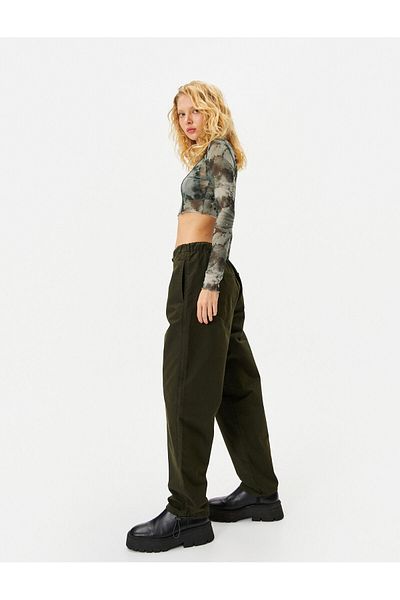 Koton Parachute Trousers Oversize Pocket Waist and Legs Elastic Stopper Cotton