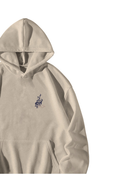 Scrovtie Unisex Krem Calvin Jones The GoodBadUgly Baskılı Oversize Kapşonlu Kanguru Cepli Sweatshirt Hoodie