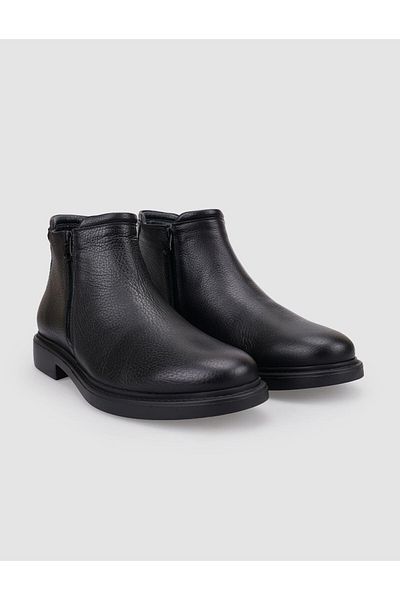 Cabani 100% Genuine Leather Black Double Zipper Men's Casual Boots