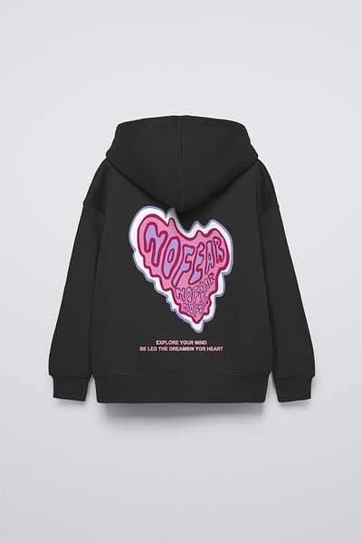 The Champ Clothing Детски суичър с качулка и принт No Fear в черно и голям размер