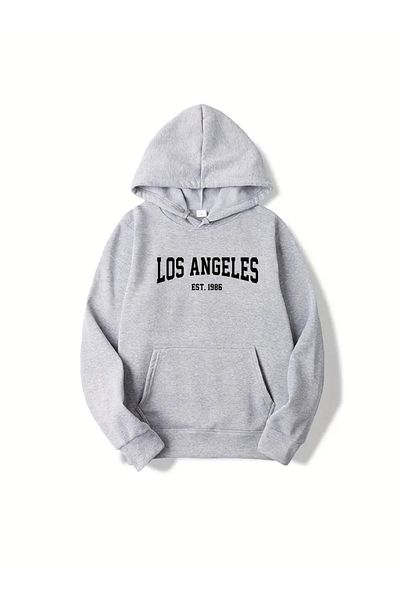 Karatopak Hanorac oversize unisex cu glugă cu imprimeu Los Angeles