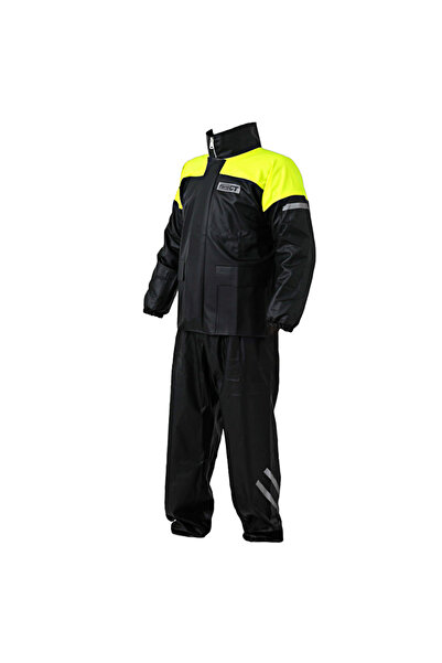 Forte GT 1134 PVC Reflektörlü Yağmurluk Alt-Üst Takım Siyah Sarı