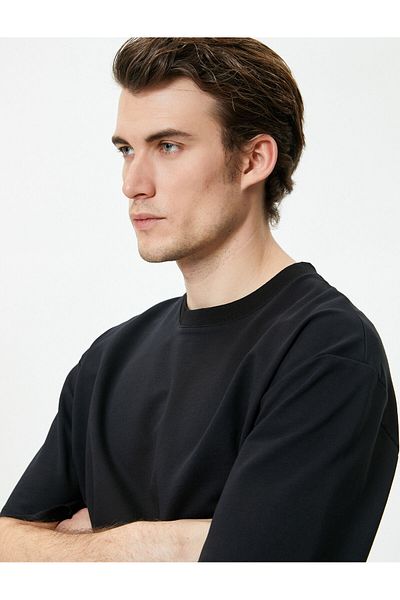 Koton Βαμβακερό μπλουζάκι Oversize - Crew Neck, Κοντό μανίκι