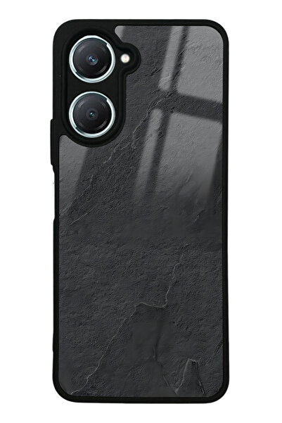 Spoyi Vivo Y18 Siyah Mermer Tasarımlı Glossy Telefon Kılıfı