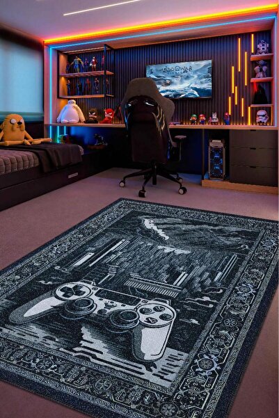 Homshtag Benzersiz Gamer Halı,lacivert Oyuncu Odası Halısı,modern Vintage Oyu...