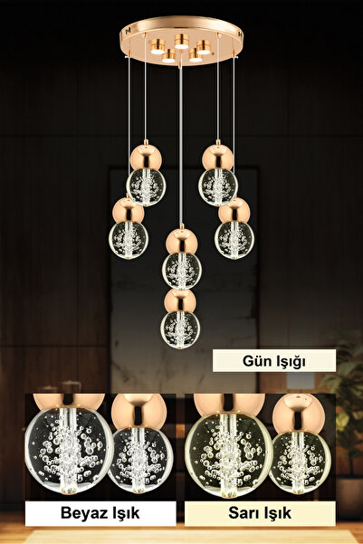 İstanbul Avize İstanbul Avize Uzay 6'lı Gold Kumandalı Üç Renk Led Modern Lüx Ledli Avize