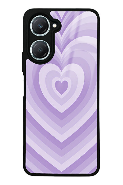 Spoyi Vivo Y18 Lila Kalp Tasarımlı Glossy Telefon Kılıfı