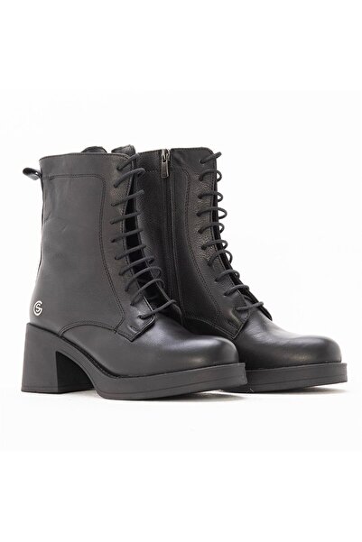 Gusse Γυναικείες δερμάτινες μπότες από χακί Susanne 24402