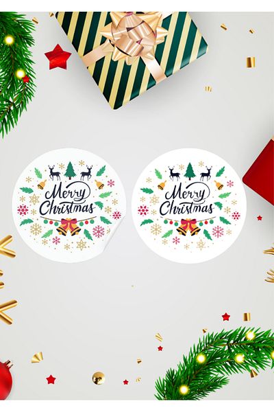 anka design Coated Sticker (4x4cm) 36 Pieces - Merry Christmas