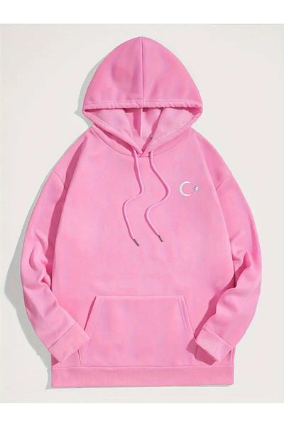 Karatopak Hanorac cu glugă oversize unisex cu glugă cu imprimeu Crescent Star
