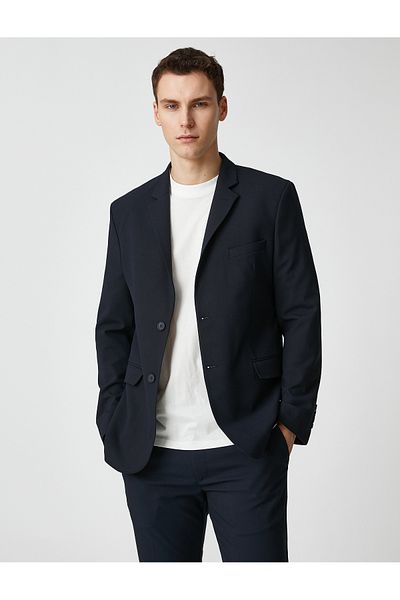 Koton Blazer de bază Buzunar cu nasturi Detaliat
