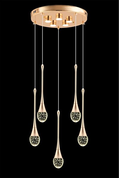 İstanbul Avize İstanbul Avize Mercure 5'li Gold Kumandalı Üç Renk Led Lüx Modern Ledli Avize