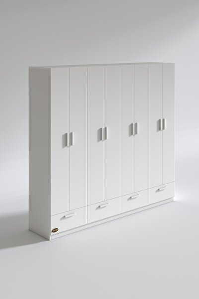 Kenzlife Gardırop 8 Kapılı 4 Çekmeceli Zambak 182*200*42 Byz Kapaklı Gardolap Dolap