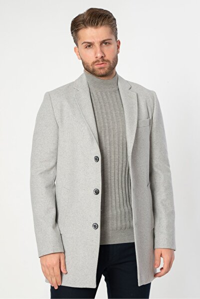 White Stone Abrantes Slim Fit 1754 Pamuklu Palto Gri