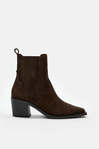 NILUFARR Μπότες με τακούνι από γνήσιο δέρμα Lova Brown Suede