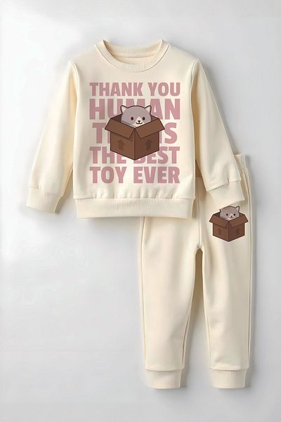 MYADA Premium Cute Cat Printed Bottom Top Kids Suit 22869