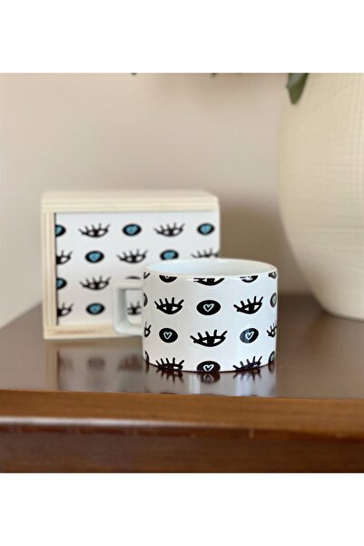 Gift Moda كوب أبيض بتصميم عين الشر