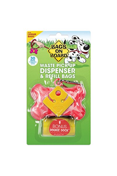 Bags on Board موزع عظمة وردية (30 كيس)