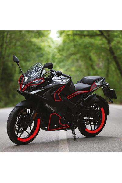 Motiker Bajaj RS200 Movistar Tek Renk Kırmızı Motosiklet Sticker Etiket Takım...