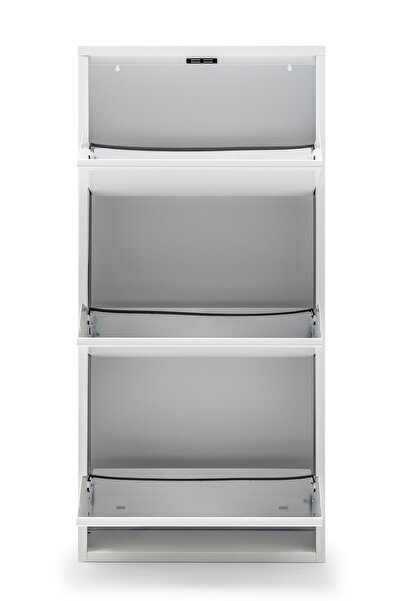 Gaga Mobilya - 3'lü Kilitli Metal Ayakkabılık (beyaz)