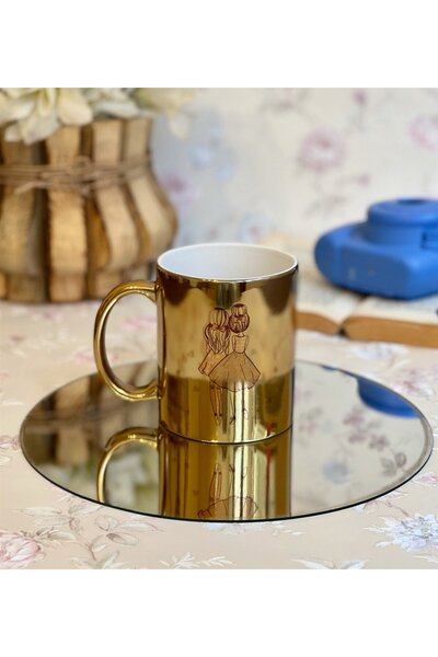 Gift Moda Kız Kardeş Tasarımlı Gold Kupa