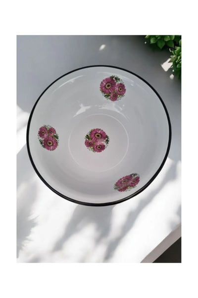 Avşar EMAYE EVİM MOR ÇİÇEK 32 CM EMAYE HAMUR LEĞENİ KARIŞTIRMA KABI