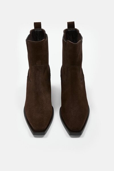 NILUFARR Μπότες με τακούνι από γνήσιο δέρμα Lova Brown Suede
