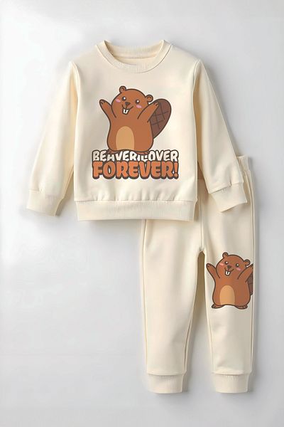 MYADA Premium Happy Beaver Printed Bottom Top Kids Suit 22996