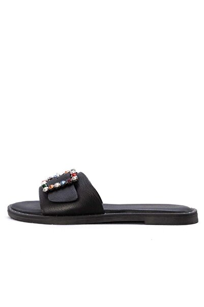 Gusse Petya Women's Memory Foam Slippers - Genuine Leather and Stone Embroidered243608