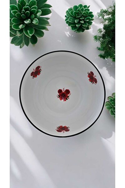 Avşar EMAYE EVİM 32 CM GÜL EMAYE HAMUR LEĞENİ KARIŞTIRMA KABI