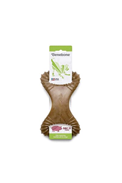 Benebone لعبة مضغ أسنان صغيرة بنية اللون بنكهة لحم الخنزير المقدد للكلاب (حتى...