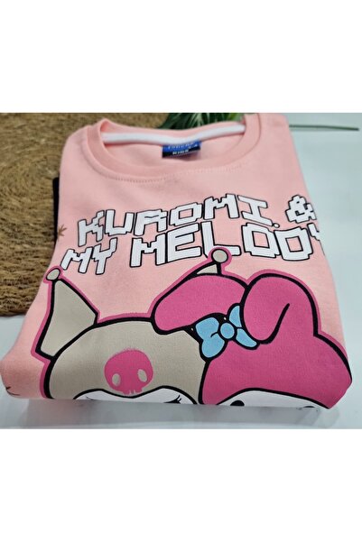 Uğur bebe Girl's Salmon Kuromi Detailed 100% Cotton Seasonal Home Wear Bottom Top Pajamas Set