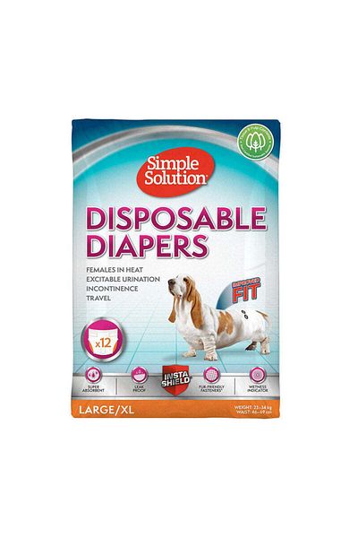Simple Solution Large to XL Disposable Diapers (Waist 46-58.5cm), 12 Pieces