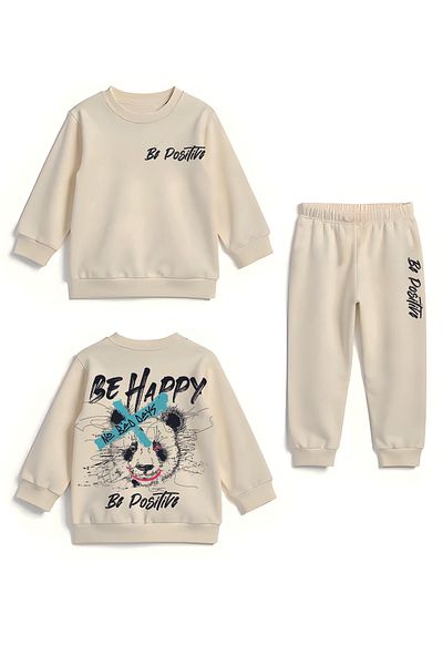 MYADA Be Happy Positive Printed Premium Kids Set - Bottom Top Set 22524