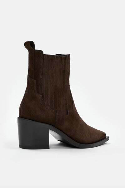 NILUFARR Μπότες με τακούνι από γνήσιο δέρμα Lova Brown Suede
