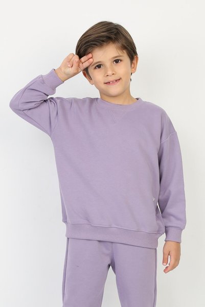 REPLİX Erkek Çocuk Bisiklet Yaka Mor Sweatshırt (2-7 Yaş)