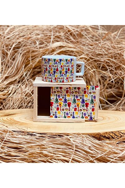 Gift Moda Gitar Tasarımlı Ahşap Kutulu Kupa