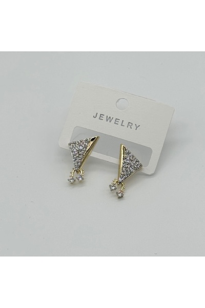 Vinya jewelry Üçgen Şeklinde Tarz Zirkon Taşlı Modern Küpe