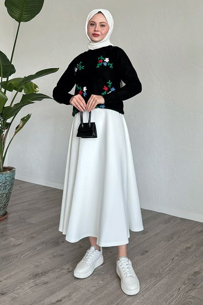 InStyle Black Soft Sweater - Floral Embroidered