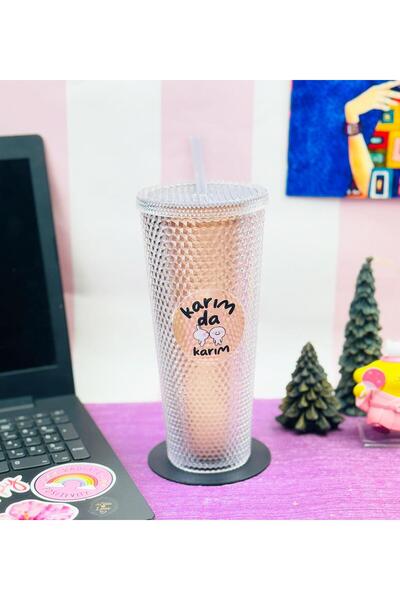 Gift Moda 750Ml Star Sky Crystal Patterned Glass with Straw