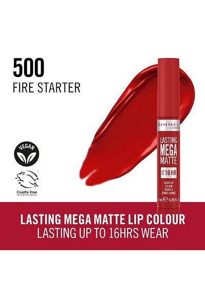 Rimmel Lasting Mega Matte Liquid Lipstick - 500 - Fire Starter, 7.4ml