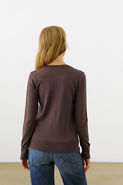 urban focus Crew Neck Sleeve Button Sweater