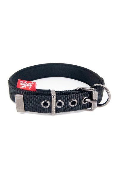 Tailpetz Black Soft Textured Dog Collar - Comfortable and Durable